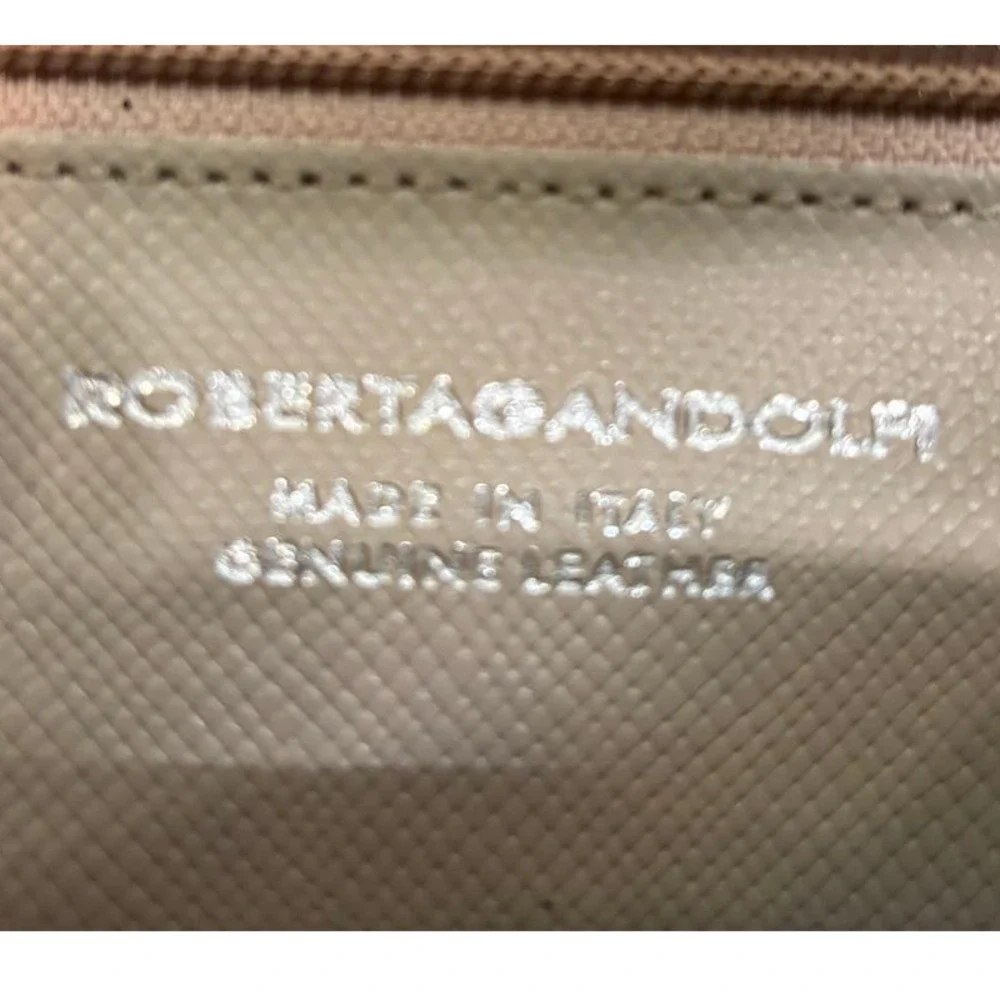 Roberta Gandolfi Taupe Leather Handbag with Beaded Handle